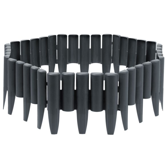 Kerti szegély, Plonos PL-961, szürke, 28,5 x 23,5 cm, összekapcsolható, 220 cm hossz, polipropilén (PP) műanyag, 8 panel/csomag