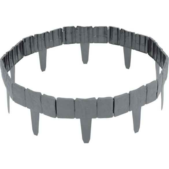 Kerti szegély, Plonos PL-962, szürke, 25,5 x 23 cm, összekapcsolható, 250 cm hossz, polipropilén (PP) műanyag, 10 panel/csomag