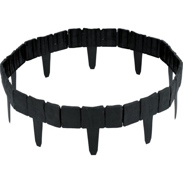 Kerti szegély, Plonos PL-962, antracit, 25,5 x 23 cm, összekapcsolható, 250 cm hossz, polipropilén (PP) műanyag, 10 panel/csomag