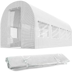   Fóliasátor cserefólia, Plonos 4972-F, fehér, 200 x 450 x 200 cm, bejárható, 9 m2, UV4 védelem, 140 g/m2 PE fólia, 8 ablak, szúnyoghálóval, cipzáras bejárat