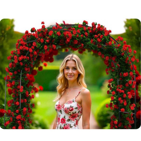 Kerti lugas, Plonos PL-990, zöld, 140 x 38 x 240 cm, íves, porszórt acél, időjárásálló, kúszónövényekhez