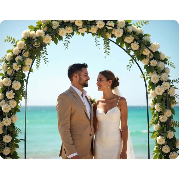 Kerti lugas, Plonos PL-990, zöld, 140 x 38 x 240 cm, íves, porszórt acél, időjárásálló, kúszónövényekhez