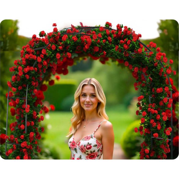 Kerti lugas, Plonos PL-990, fekete, 140 x 38 x 240 cm, íves, porszórt acél, időjárásálló, kúszónövényekhez