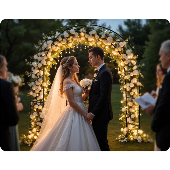 Kerti lugas, Plonos PL-990, fekete, 140 x 38 x 240 cm, íves, porszórt acél, időjárásálló, kúszónövényekhez