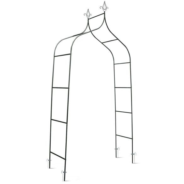 Kerti lugas, Plonos PL-991, zöld, 140 x 38 x 265 cm, íves, porszórt acél, időjárásálló, kúszónövényekhez