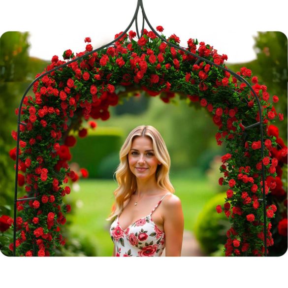 Kerti lugas, Plonos PL-991, zöld, 140 x 38 x 265 cm, íves, porszórt acél, időjárásálló, kúszónövényekhez