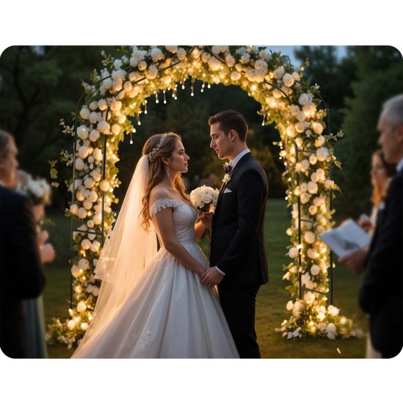 Kerti lugas, Plonos PL-991, zöld, 140 x 38 x 265 cm, íves, porszórt acél, időjárásálló, kúszónövényekhez