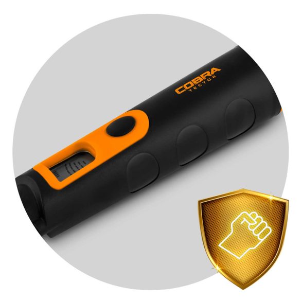 Fémdetektor, Cobra Tector CT-1070, 24,2 × 3,7 cm, IPX8 vízálló, 3 riasztási mód, beépített LED lámpa, 360° érzékelés, automatikus hangolás, elemes (1 db 9V)