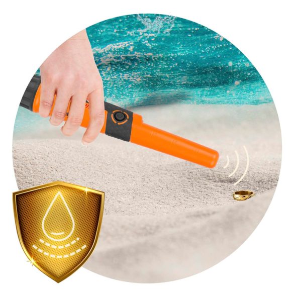 Fémdetektor, Cobra Tector CT-1076, narancssárga, 24,2 x 3,7 cm, IPX8 vízálló, 3 riasztási mód, beépített LED lámpa, 360° érzékelés, automatikus hangolás, elemes (1 db 9V)