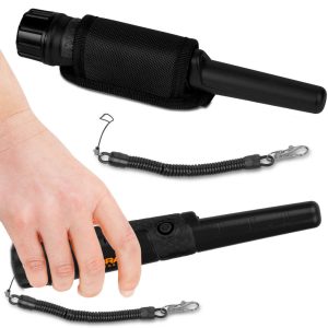 Fémdetektor, Cobra Tector CT-1077, fekete, 24,2 x 3,7 cm, IPX8 vízálló, 3 riasztási mód, beépített LED lámpa, 360° érzékelés, automatikus hangolás, elemes (1 db 9V)