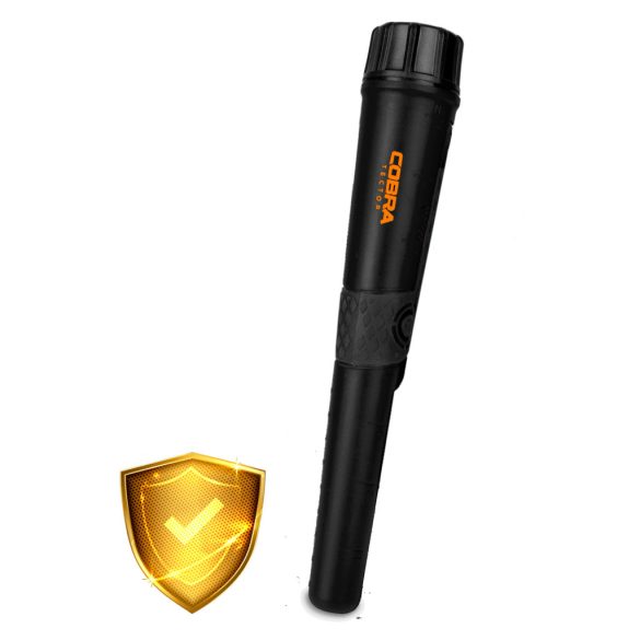 Fémdetektor, Cobra Tector CT-1077, fekete, 24,2 x 3,7 cm, IPX8 vízálló, 3 riasztási mód, beépített LED lámpa, 360° érzékelés, automatikus hangolás, elemes (1 db 9V)