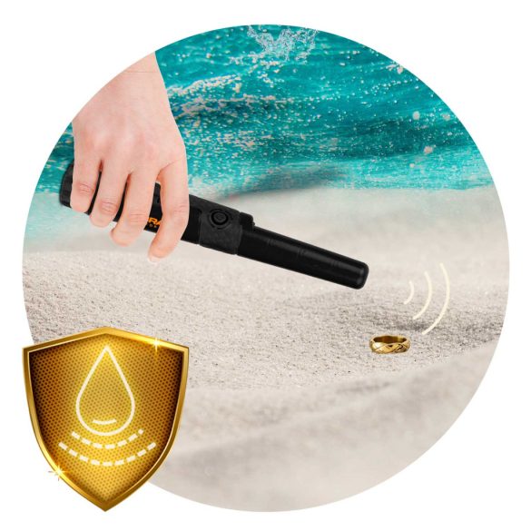 Fémdetektor, Cobra Tector CT-1077, fekete, 24,2 x 3,7 cm, IPX8 vízálló, 3 riasztási mód, beépített LED lámpa, 360° érzékelés, automatikus hangolás, elemes (1 db 9V)