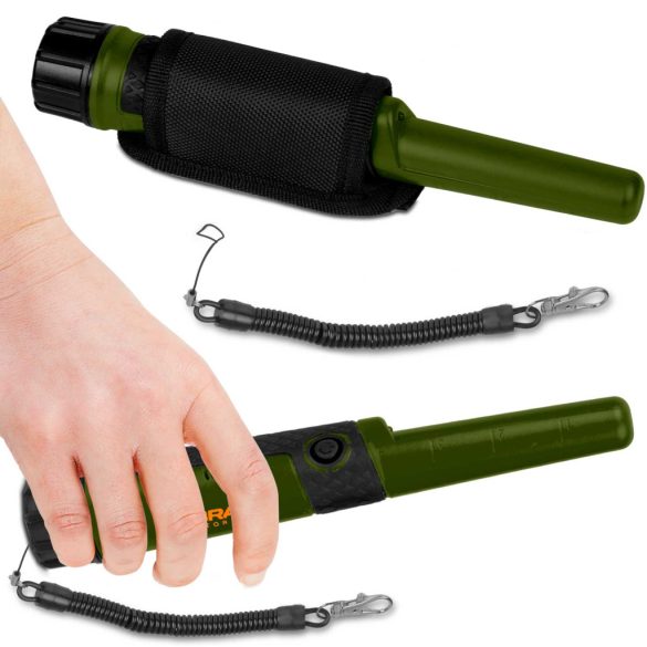 Fémdetektor, Cobra Tector CT-1078, zöld, 24,2 x 3,7 cm, IPX8 vízálló, 3 riasztási mód, beépített LED lámpa, 360° érzékelés, automatikus hangolás, elemes (1 db 9V)