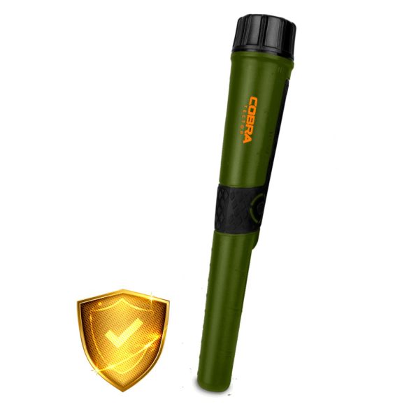 Fémdetektor, Cobra Tector CT-1078, zöld, 24,2 x 3,7 cm, IPX8 vízálló, 3 riasztási mód, beépített LED lámpa, 360° érzékelés, automatikus hangolás, elemes (1 db 9V)