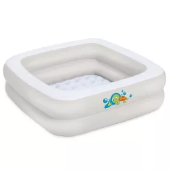   Utazó gyerekkád, Bestway 51116, világosszürke/fehér, 86 x 86 x 25 cm, felfújható, PVC, 0-3 éves korig