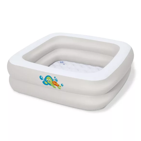 Utazó gyerekkád, Bestway 51116, világosszürke/fehér, 86 x 86 x 25 cm, felfújható, PVC, 0-3 éves korig