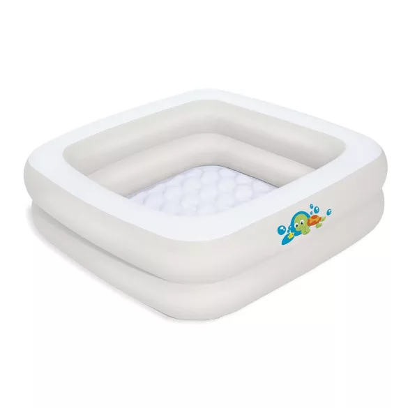 Utazó gyerekkád, Bestway 51116, világosszürke/fehér, 86 x 86 x 25 cm, felfújható, PVC, 0-3 éves korig