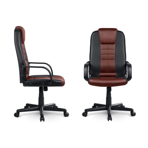 Irodai szék, Sofotel 518B, fekete/barna, 109–118 cm, ergonomikus, dönthető, gázliftes magasságállítás, mikrohálós, műbőr betétekkel, 120 kg teherbírás