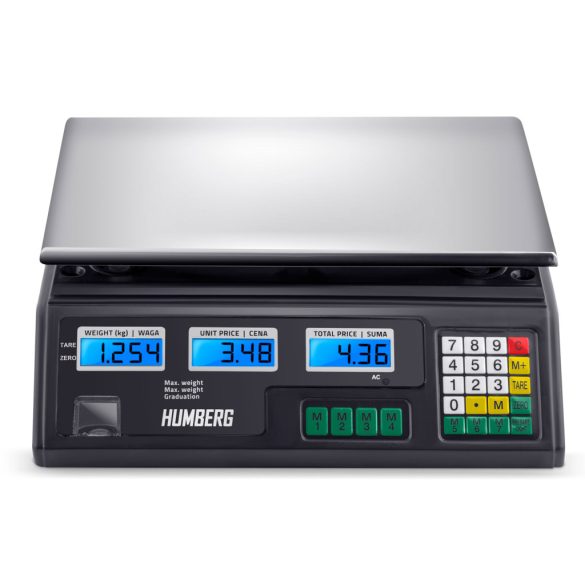 Elektronikus bolti mérleg, Humberg MH-190, fekete, 2 g pontosság, teherbírás: 40 kg, 7 egységár rögzítése