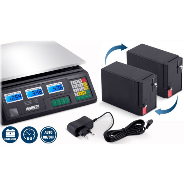 Elektronikus bolti mérleg, Humberg MH-190, fekete, 2 g pontosság, teherbírás: 40 kg, 7 egységár rögzítése