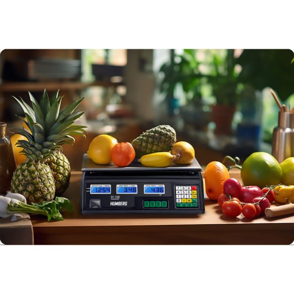 Elektronikus bolti mérleg, Humberg MH-190, fekete, 2 g pontosság, teherbírás: 40 kg, 7 egységár rögzítése