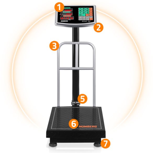 Elektronikus ipari mérleg, Humberg MH-191, fekete, 50 g pontosság, teherbírás: 150 kg