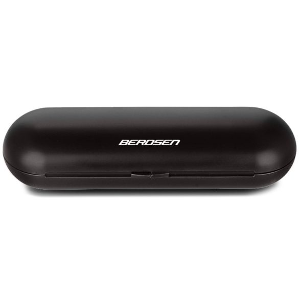 Elektromos fogkefe utazótok, Berdsen Sonica B3 és B4, fekete, 24 × 5 × 8 cm, enyhén áttetsző, tartós műanyag, pattintós zár, 1 fogkeféhez és 2 pótfejhez