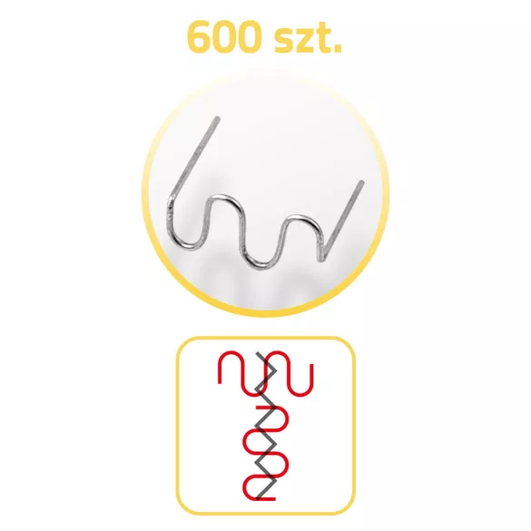 Műanyaghegesztő kapocs, Humberg, A típus, 600 db, hullámszélesség: 8 mm, univerzális, rozsdaálló fém