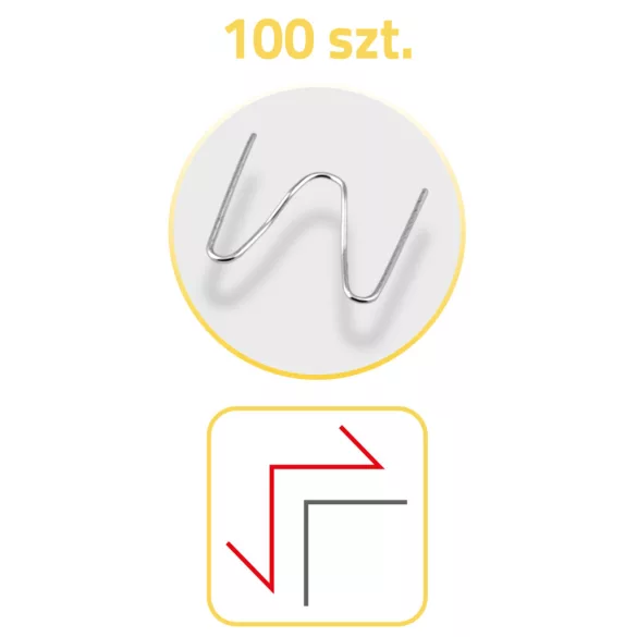 Műanyaghegesztő kapocs, Humberg, B típus, 100 db, hullámszélesség: 6 mm, univerzális, rozsdaálló fém