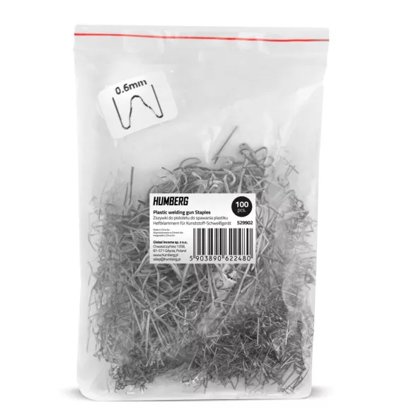 Műanyaghegesztő kapocs, Humberg, B típus, 100 db, hullámszélesség: 6 mm, univerzális, rozsdaálló fém