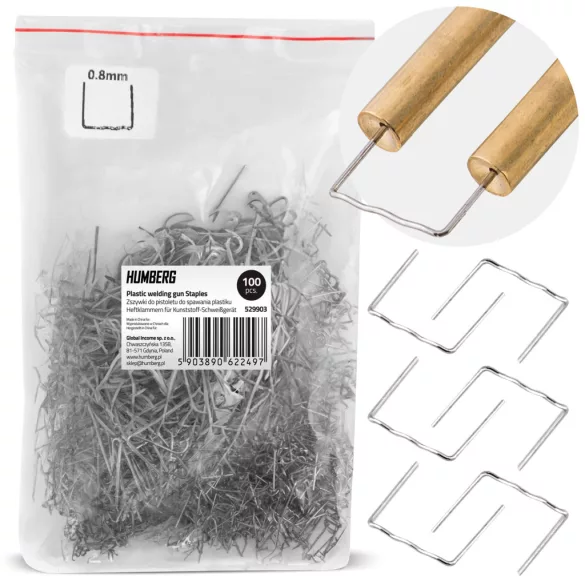 Műanyaghegesztő kapocs, Humberg, C típus, 100 db, hullámszélesség: 8 mm, univerzális, rozsdaálló fém