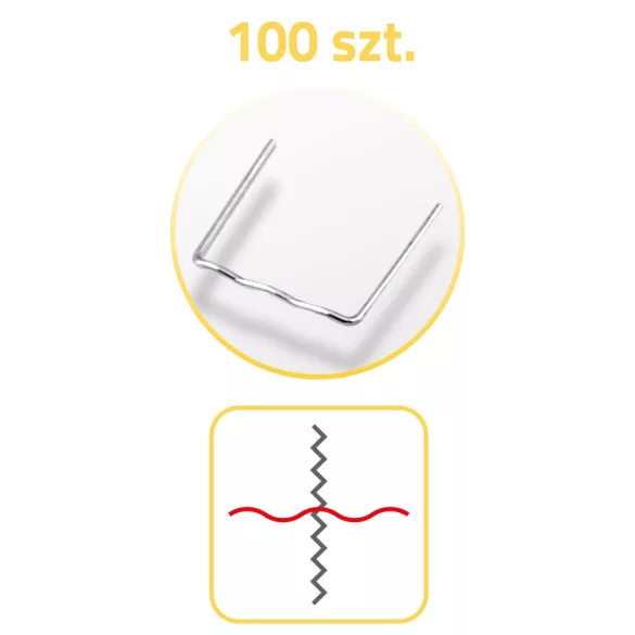 Műanyaghegesztő kapocs, Humberg, C típus, 100 db, hullámszélesség: 8 mm, univerzális, rozsdaálló fém
