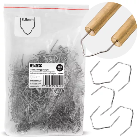 Műanyaghegesztő kapocs, Humberg, D típus, 100 db, hullámszélesség: 8 mm, univerzális, rozsdaálló fém