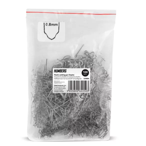 Műanyaghegesztő kapocs, Humberg, D típus, 100 db, hullámszélesség: 8 mm, univerzális, rozsdaálló fém