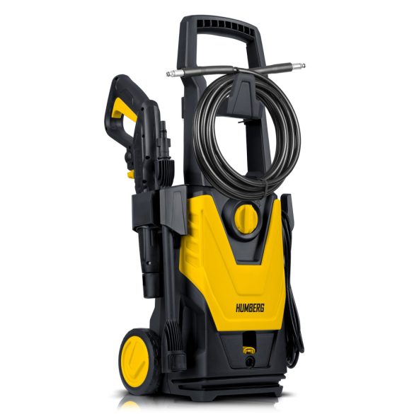 Elektromos magasnyomású mosó, Humberg HM-300, sárga/fekete, 1800 W, 135 bar, 230 V, átfolyás: 7 l/perc, 6 m tömlő, 450 ml habosító tartály, TurboStream turbófúvóka