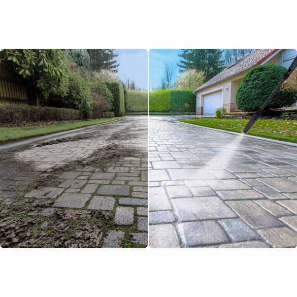 Elektromos magasnyomású mosó, Humberg HM-300, sárga/fekete, 1800 W, 135 bar, 230 V, átfolyás: 7 l/perc, 6 m tömlő, 450 ml habosító tartály, TurboStream turbófúvóka