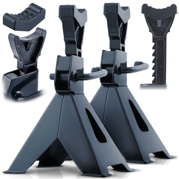 Autóemelő bak, Humberg HM-384, kék, 2 db, 3000 kg teherbírás, 26–40 cm emelési tartomány, 20 cm hossz, acél, racsnis, gumipárnás