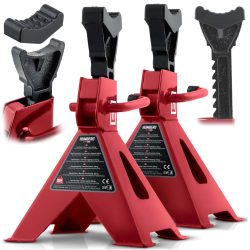   Autóemelő bak, Humberg HM-384, piros, 2 db, 3000 kg teherbírás, 26–40 cm emelési tartomány, 20 cm hossz, acél, racsnis, gumipárnás