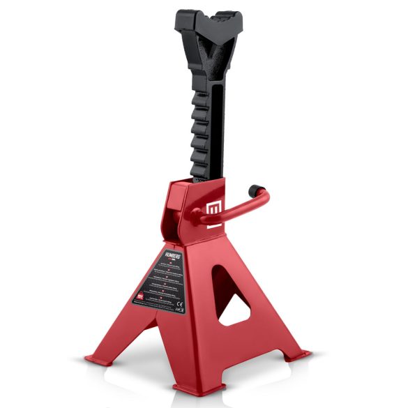 Autóemelő bak, Humberg HM-384, piros, 2 db, 3000 kg teherbírás, 26–40 cm emelési tartomány, 20 cm hossz, acél, racsnis, gumipárnás