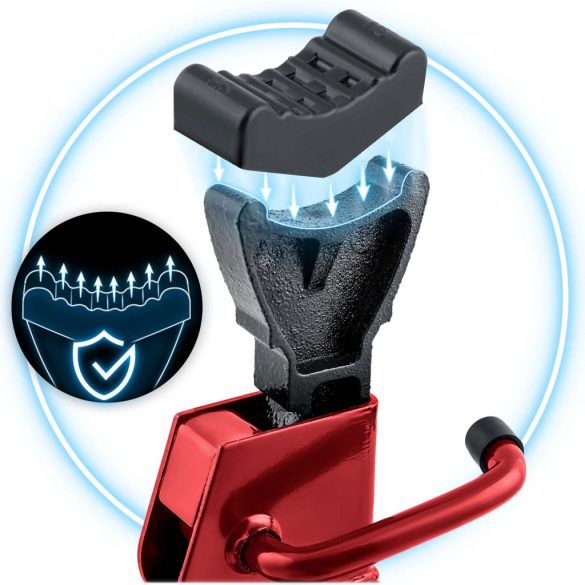 Autóemelő bak, Humberg HM-384, piros, 2 db, 3000 kg teherbírás, 26–40 cm emelési tartomány, 20 cm hossz, acél, racsnis, gumipárnás