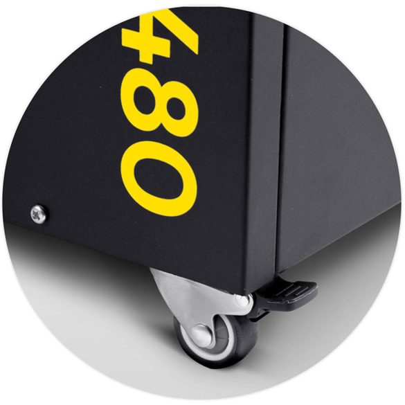 Páramentesítő, Humberg HM-480, fekete/sárga, 50 l/nap, időzítővel, folyamatos vízelvezetés, 52 dB, páratartalom beállítás: 20-90%, 790 W, kerekes