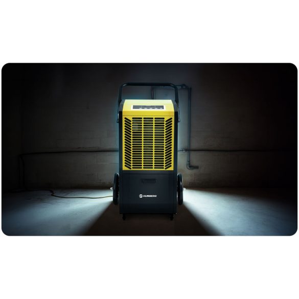 Páramentesítő, Humberg HM-480, fekete/sárga, 50 l/nap, időzítővel, folyamatos vízelvezetés, 52 dB, páratartalom beállítás: 20-90%, 790 W, kerekes