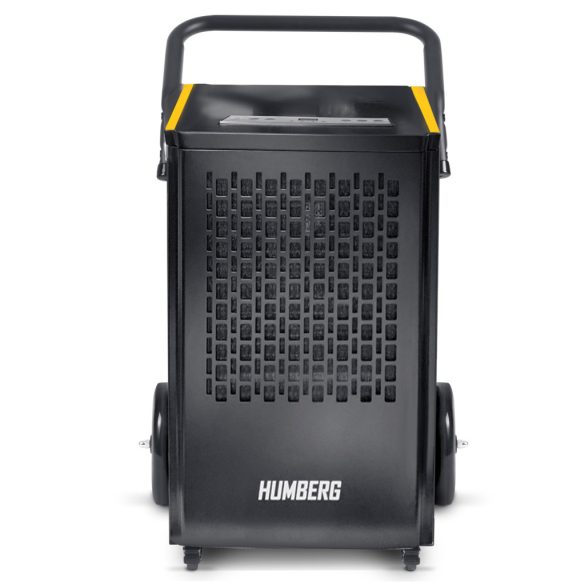 Páramentesítő, Humberg HM-481, fekete/sárga, 50 l/nap, időzítővel, folyamatos vízelvezetés, 52 dB, páratartalom beállítás: 20-90%, 650 W, kerekes