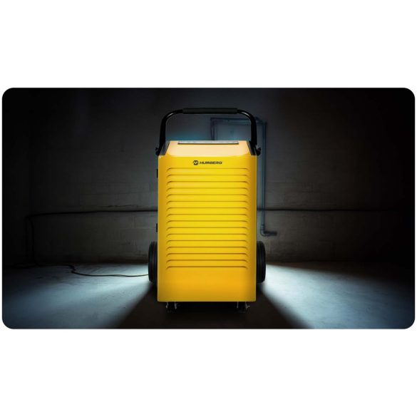 Páramentesítő, Humberg HM-482, fekete/sárga, 70 l/nap, időzítővel, folyamatos vízelvezetés, 55 dB, páratartalom beállítás: 20-90%, 923 W, kerekes