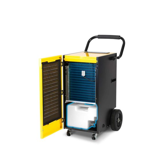 Páramentesítő, Humberg HM-482, fekete/sárga, 70 l/nap, időzítővel, folyamatos vízelvezetés, 55 dB, páratartalom beállítás: 20-90%, 923 W, kerekes