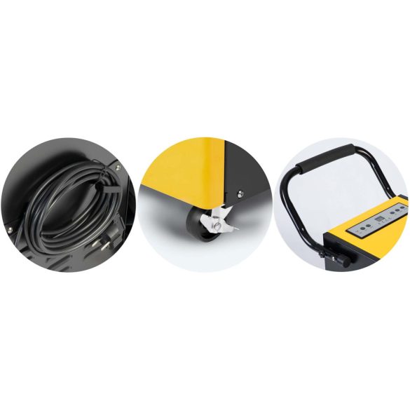 Páramentesítő, Humberg HM-482, fekete/sárga, 70 l/nap, időzítővel, folyamatos vízelvezetés, 55 dB, páratartalom beállítás: 20-90%, 923 W, kerekes