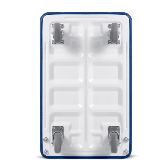 Kézikocsi, Humberg HM-505, kék/fehér, 72 x 83 x 43 cm, acél váz, csúszásgátló PVC platform, lehajtható fogantyú, teherbírás: 150 kg