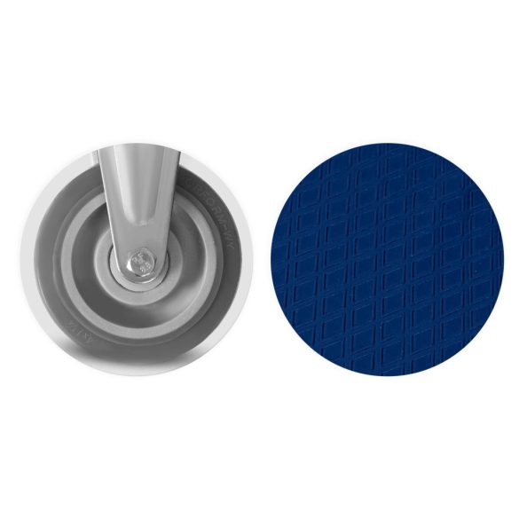 Kézikocsi, Humberg HM-505, kék/fehér, 72 x 83 x 43 cm, acél váz, csúszásgátló PVC platform, lehajtható fogantyú, teherbírás: 150 kg