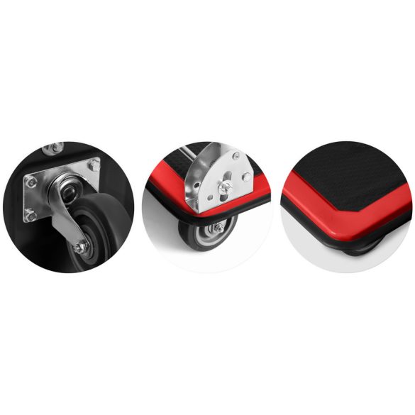 Kézikocsi, Humberg HM-505, fekete/piros, 72 x 83 x 43 cm, acél váz, csúszásgátló PVC platform, lehajtható fogantyú, teherbírás: 150 kg