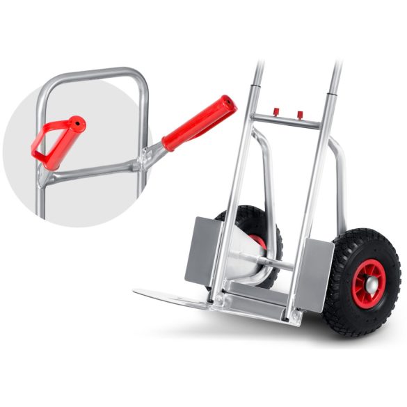 Molnárkocsi, Humberg HM-507, ezüst, acél váz, 150 kg teherbírás, összehajtható, állítható magasság (75-108cm), tömör kerekek